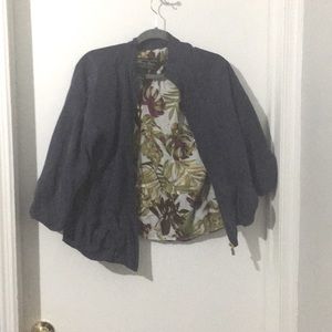 100% Silk Terry Lewis Navy Blue Bomber Jacket